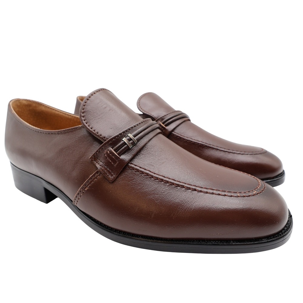 Barclay Loafers Mens 8.5 D Brown Leather Vintage 80s 90s New Old Stock USA Made